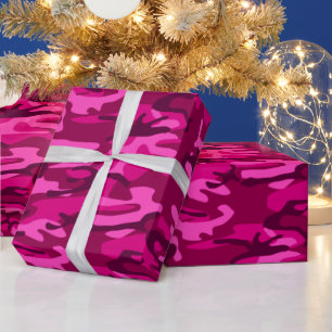 Papier Cadeau Camouflage Camouflage Fuchsia rose chaud Motif