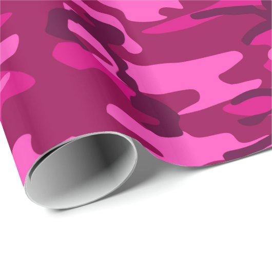 Papier Cadeau Camouflage Camouflage Fuchsia rose chaud Motif (Coin rond)