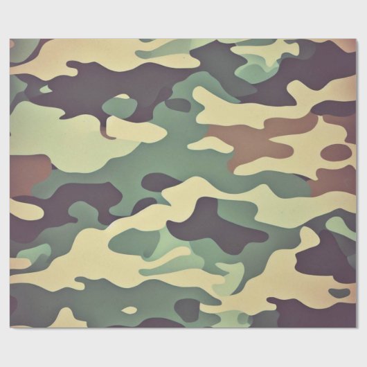 Papier Cadeau Camouflage classique en bois (Plat)
