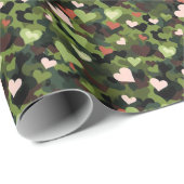 Papier Cadeau Camouflage Cœur Vert (Coin rond)