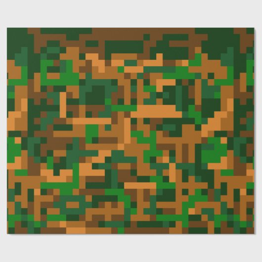 Papier Cadeau Camouflage de 8 bits (Plat)