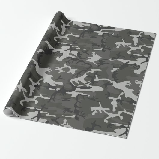 Papier Cadeau Camouflage de charbon gris (Déroulé)