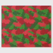 Papier Cadeau Camouflage de Noël Rouge et Vert (Plat)