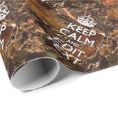 Papier Cadeau Camouflage Deep Woods Restez Calme Ayez Votre Text (Coin rond)