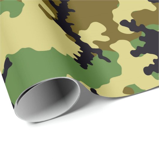 Papier Cadeau Camouflage des bois (Coin rond)