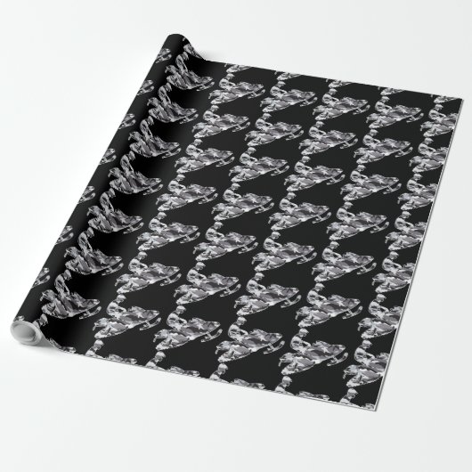 Papier Cadeau Camouflage Gray Snowmobile (Déroulé)