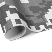 Papier Cadeau Camouflage gris de Pixel (Coin rond)