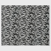 Papier Cadeau Camouflage gris et noir (Plat)