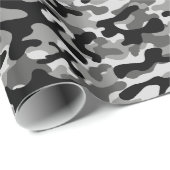 Papier Cadeau Camouflage gris et noir (Coin rond)