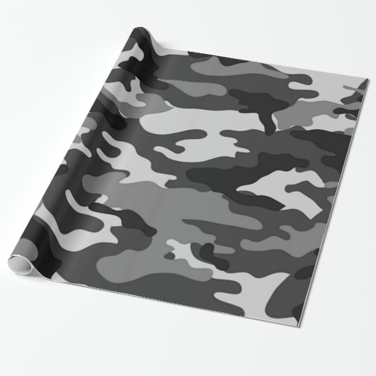 Papier Cadeau Camouflage gris| Papier à envelopper (Déroulé)