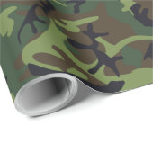 Papier Cadeau Camouflage noir Brown vert de chasse (Coin rond)