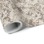 Papier Cadeau Camouflage numérique de style désert (Coin rond)
