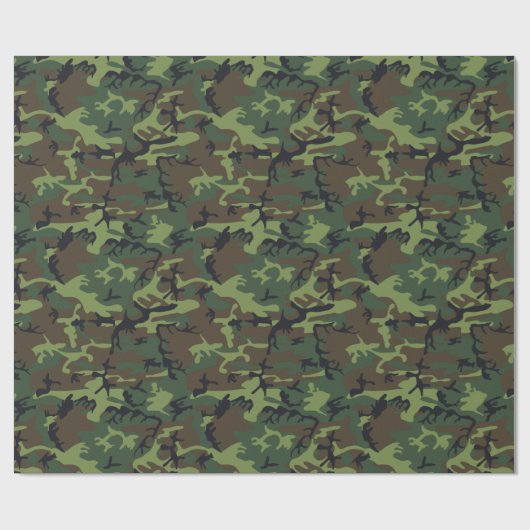 Papier Cadeau Camouflage numérique texturé vert et Brown (Plat)