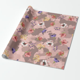 Papier Cadeau Camouflage rose en or Camo rose mou