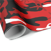 Papier Cadeau camouflage rouge noir blanc camo (Coin rond)