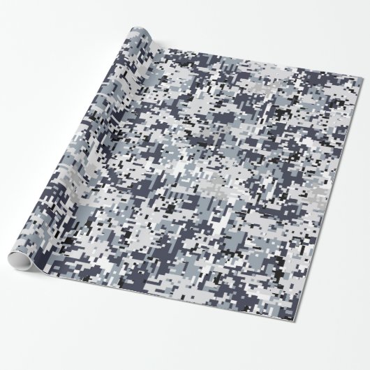 Papier Cadeau Camouflage urbain de Digitals de gris argenté de (Déroulé)