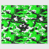 Papier Cadeau camouflage vert acide noir blanc (Plat)