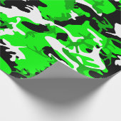 Papier Cadeau camouflage vert acide noir blanc (Coin)