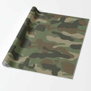 Papier Cadeau Camouflage Vert Camo Motif de l'armée