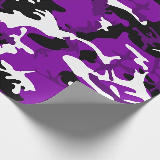 Papier Cadeau camouflage violet noir blanc camo (Coin)