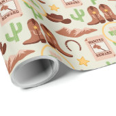 Papier Cadeau Campagne Boots Cowboy Stick Horse Désert Ouest (Coin rond)