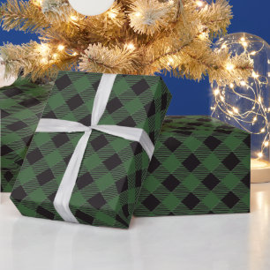Papier Cadeau Campagne Chic Buffle Noir Noir Plaid