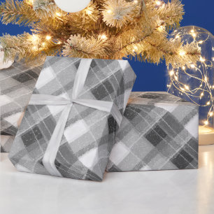 Papier Cadeau Campagne élégante à carreaux argentés