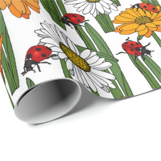 Papier Cadeau Campagne Pré des marguerites et des lustres gras