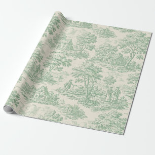 Papier Cadeau Campagne Sage Vert Toile Animal de Ferme