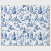 Papier Cadeau Campagne vintage Toile de Jouy Bleu (Plat)