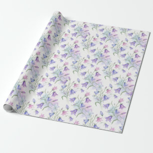 Papier Cadeau Campanules rose et violet à l'aquarelle