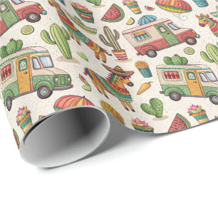 Papier Cadeau Camper mexicain de Fiesta Van & Piñata Motif