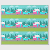 Papier Cadeau Camper Rétro / Remorque et papier d'enrobage de vo (Plat)