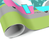 Papier Cadeau Camper Rétro / Remorque et papier d'enrobage de vo (Coin rond)