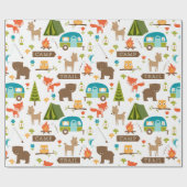 Papier Cadeau Campers joyeux Motif de bois (Plat)