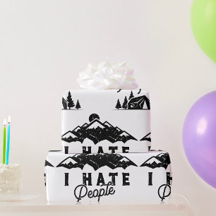 Papier Cadeau Camping Anti-Social Drôle Je Déteste Les Gens