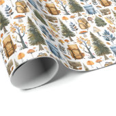 Papier Cadeau Camping, Forêt, Extérieur, Nature   (Coin rond)