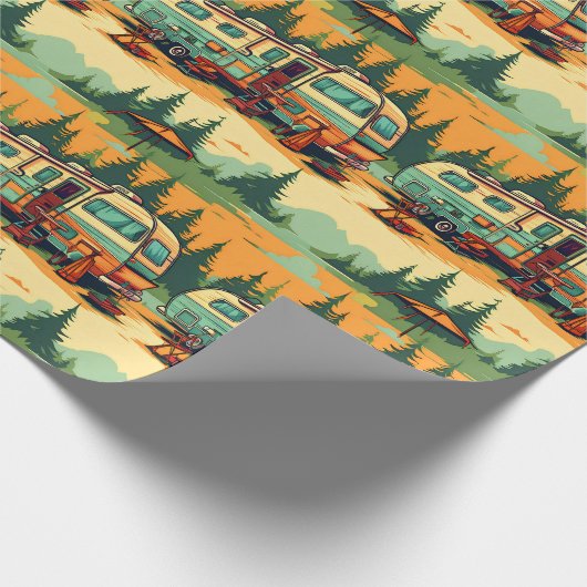Papier Cadeau Camping Retro RV Thème (Coin)