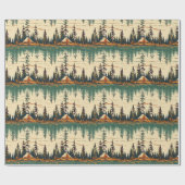 Papier Cadeau Camping Thème Nature Couleurs Anniversaire (Plat)