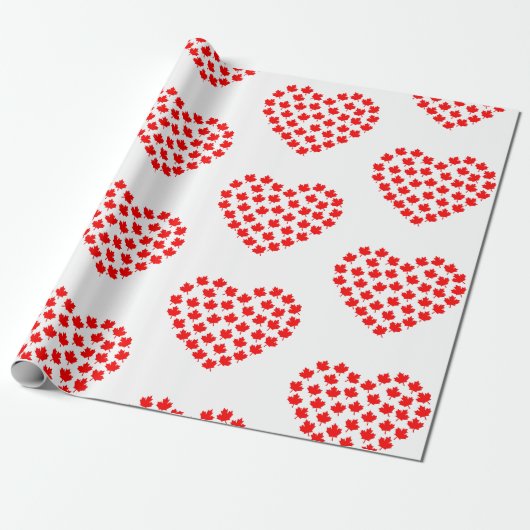 Papier Cadeau canada coeur de la feuille d'érable (Déroulé)