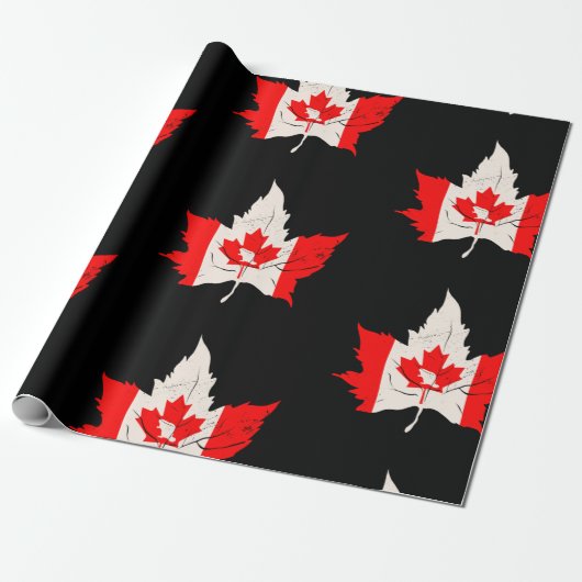 Papier Cadeau canada maple leaf beaver canadien (Déroulé)
