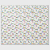 Papier Cadeau Canard à caniche blanc Anniversaire (Plat)