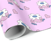 Papier Cadeau Canard avec fleur marguerite (Coin rond)
