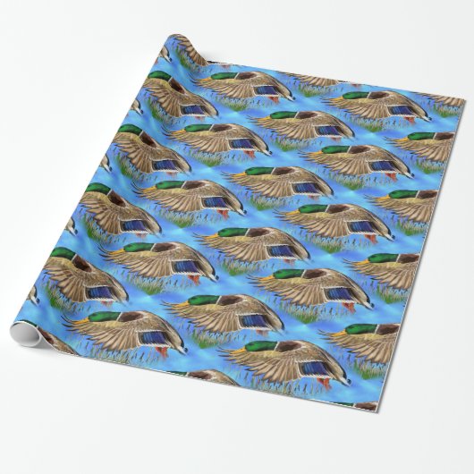 Papier Cadeau Canard colvert faune rustique (Déroulé)