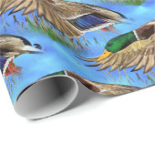 Papier Cadeau Canard colvert faune rustique (Coin rond)