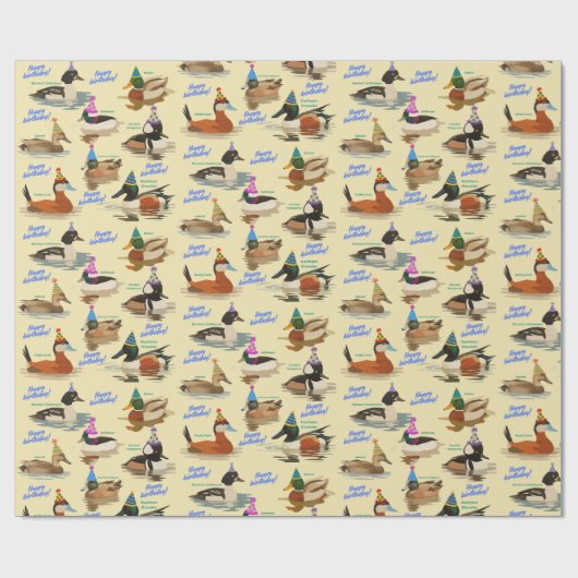 Papier cadeau Canard d'anniversaire (Plat)