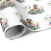 Papier Cadeau Canard D'Aquarelle En Fleurs (Coin rond)