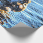 Papier Cadeau Canard de Mallard dans la rivière Winter - Photo F (Coin)