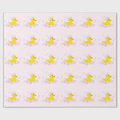 Papier Cadeau Canard en bulles Baby shower rose (Plat)