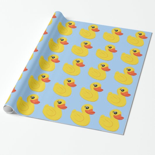 Papier Cadeau Canard en caoutchouc jaune (Déroulé)